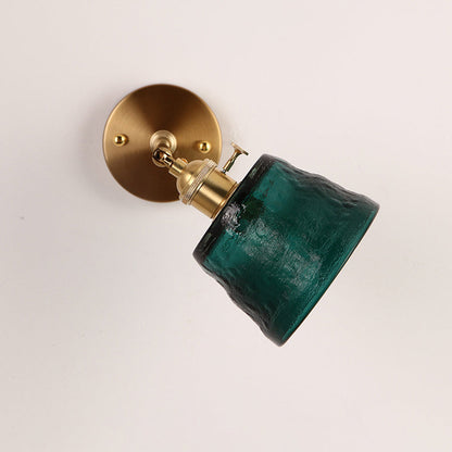 Japanese Brass & Glass Trapezoid 1-Light Wall Sconce Lamp