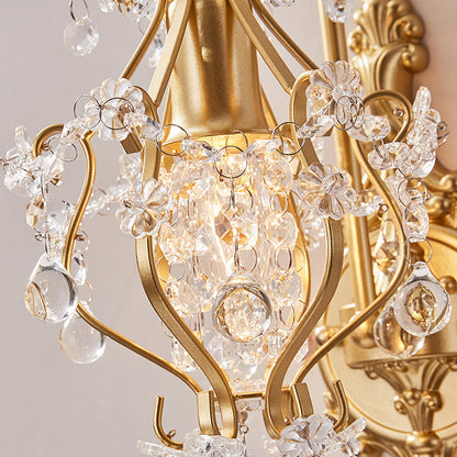 French Crystal & Iron Oval 1-Light Wall Sconce Lamp