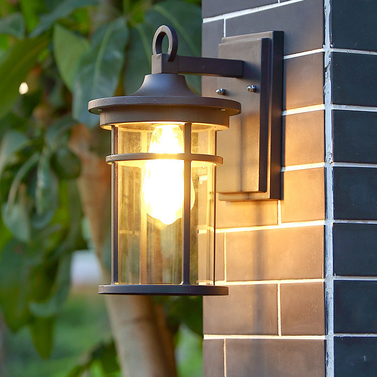 Waterproof & Glass Cylinder 1-Light Wall Sconce Lamp