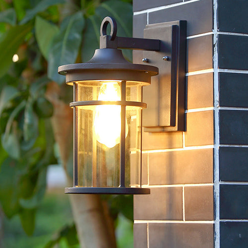 Waterproof & Glass Cylinder 1-Light Wall Sconce Lamp