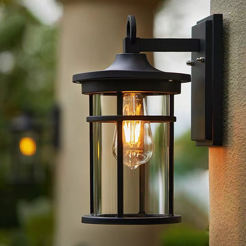 Waterproof & Glass Cylinder 1-Light Wall Sconce Lamp