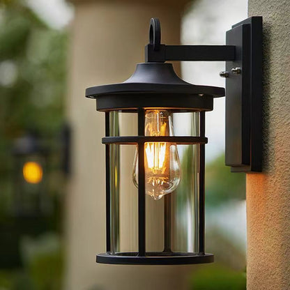 Waterproof & Glass Cylinder 1-Light Wall Sconce Lamp