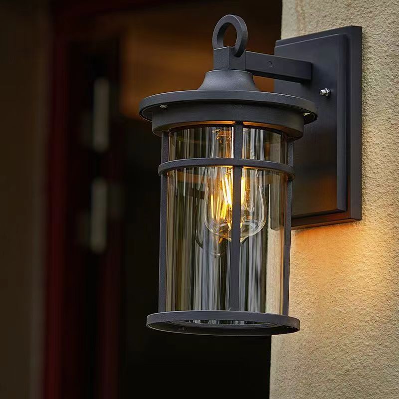 Waterproof & Glass Cylinder 1-Light Wall Sconce Lamp