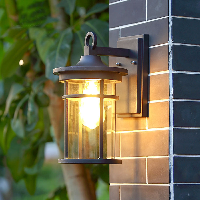 Waterproof & Glass Cylinder 1-Light Wall Sconce Lamp