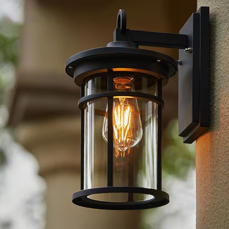 Waterproof & Glass Cylinder 1-Light Wall Sconce Lamp