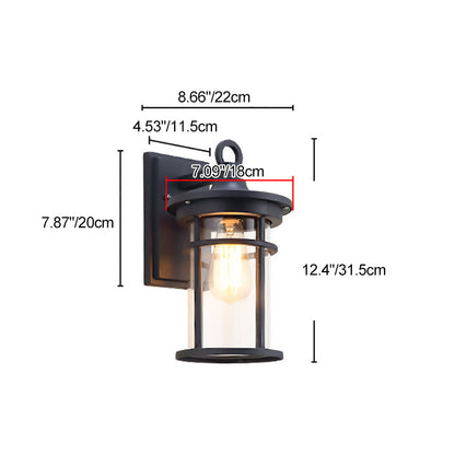 Waterproof & Glass Cylinder 1-Light Wall Sconce Lamp