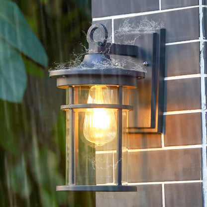 Waterproof & Glass Cylinder 1-Light Wall Sconce Lamp