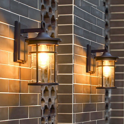 Waterproof & Glass Cylinder 1-Light Wall Sconce Lamp