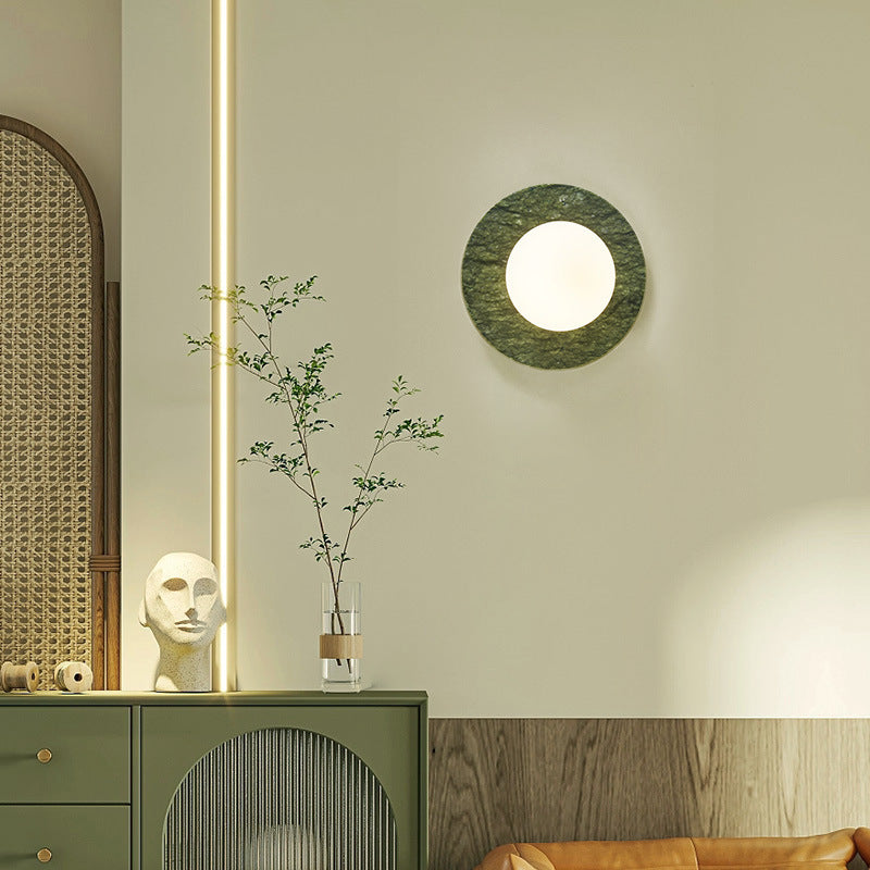 Nordic Iron, Marble & Glass Round 1-Light Wall Sconce Lamp