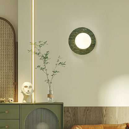 Nordic Iron, Marble & Glass Round 1-Light Wall Sconce Lamp