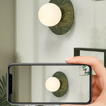 Nordic Iron, Marble & Glass Round 1-Light Wall Sconce Lamp