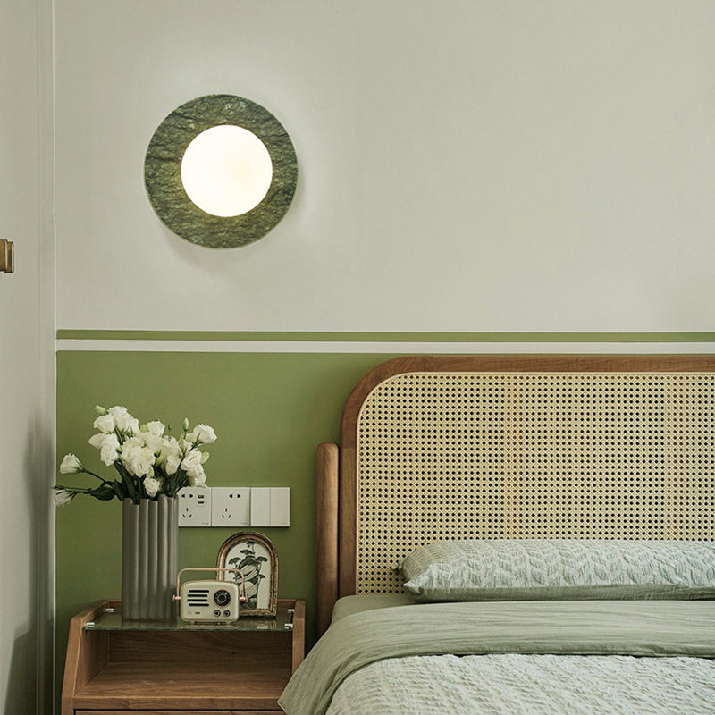 Nordic Iron, Marble & Glass Round 1-Light Wall Sconce Lamp