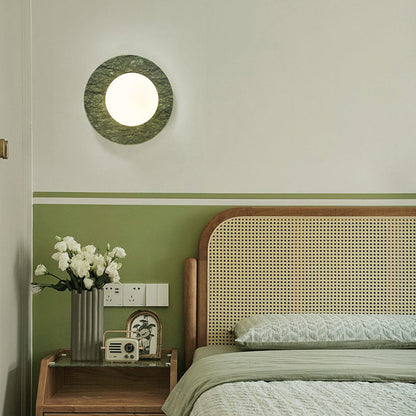 Nordic Iron, Marble & Glass Round 1-Light Wall Sconce Lamp