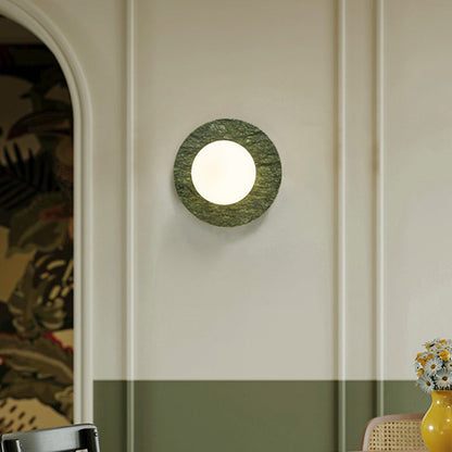 Nordic Iron, Marble & Glass Round 1-Light Wall Sconce Lamp