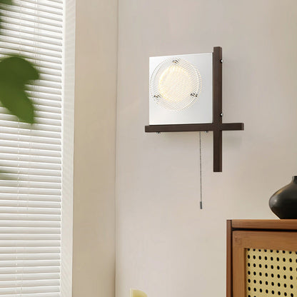 Modern Mid-Century Iron & Wood Square LED Wall Sconce Lamp