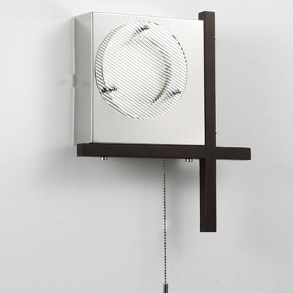 Modern Mid-Century Iron & Wood Square LED Wall Sconce Lamp
