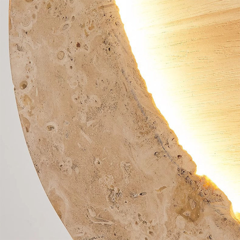 Japanese & Wood Moon-Shaped Round LED Wall Sconce Lamp