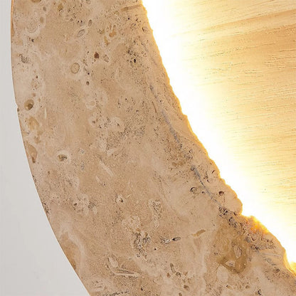 Japanese & Wood Moon-Shaped Round LED Wall Sconce Lamp