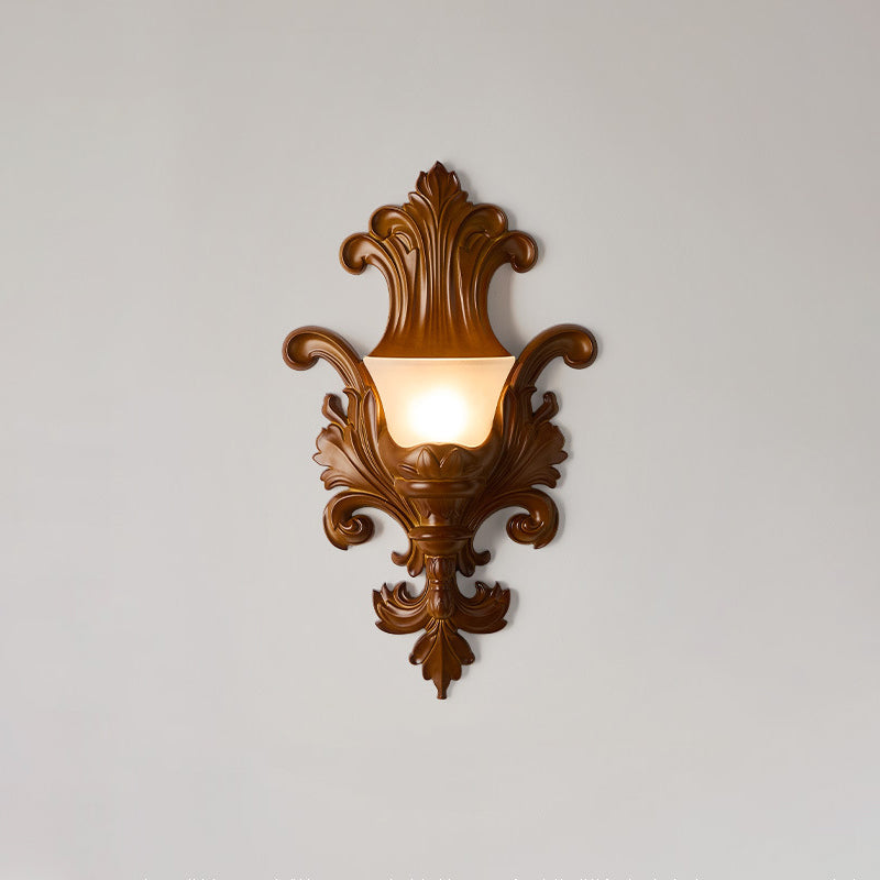French Hardware Embossed-shaped 1-Light Wall Sconce Lamp