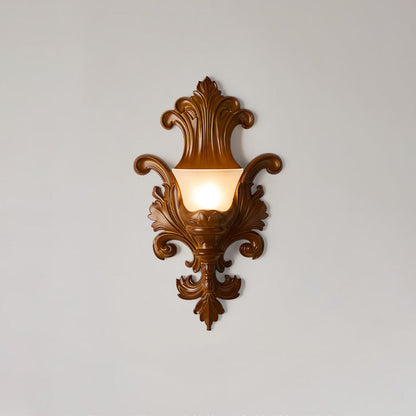French Hardware Embossed-shaped 1-Light Wall Sconce Lamp