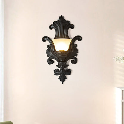 French Hardware Embossed-shaped 1-Light Wall Sconce Lamp