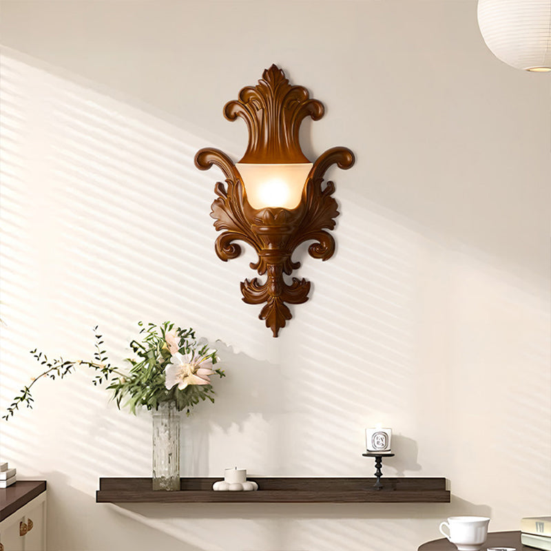 French Hardware Embossed-shaped 1-Light Wall Sconce Lamp