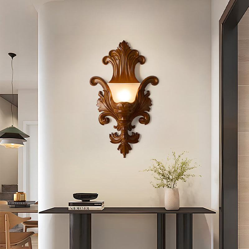 French Hardware Embossed-shaped 1-Light Wall Sconce Lamp