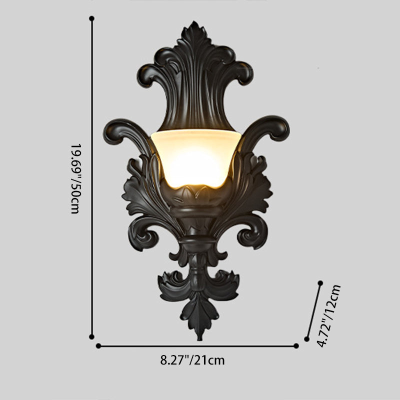 French Hardware Embossed-shaped 1-Light Wall Sconce Lamp