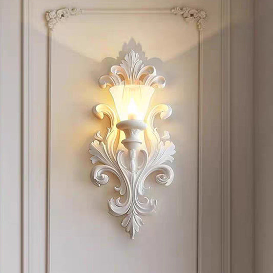 French Hardware Embossed-shaped 1-Light Wall Sconce Lamp