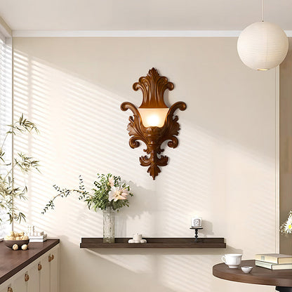 French Hardware Embossed-shaped 1-Light Wall Sconce Lamp