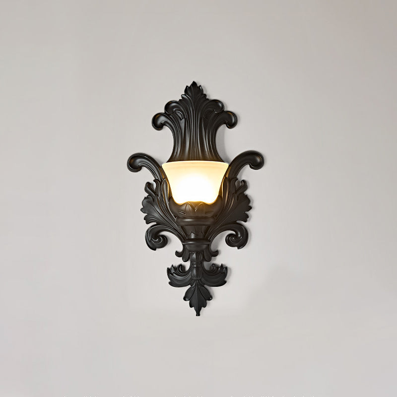 French Hardware Embossed-shaped 1-Light Wall Sconce Lamp
