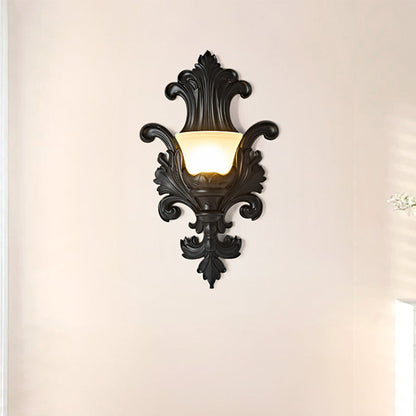 French Hardware Embossed-shaped 1-Light Wall Sconce Lamp
