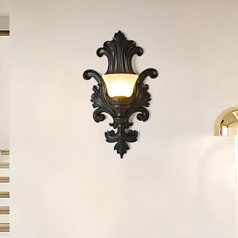 French Hardware Embossed-shaped 1-Light Wall Sconce Lamp