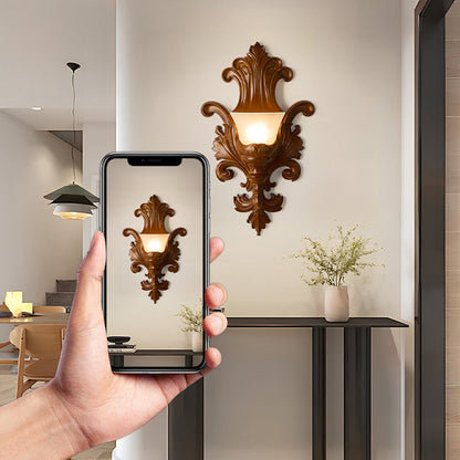 French Hardware Embossed-shaped 1-Light Wall Sconce Lamp