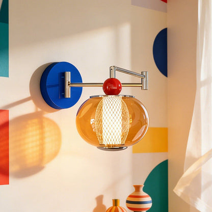 Nordic Iron Glass Lantern-shaped LED Wall Sconce Lamp