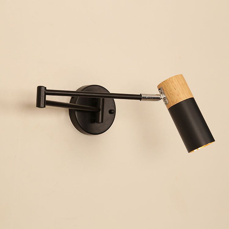 Extendable Solid Wood Rotatable 1-Light Wall Sconce Lamp