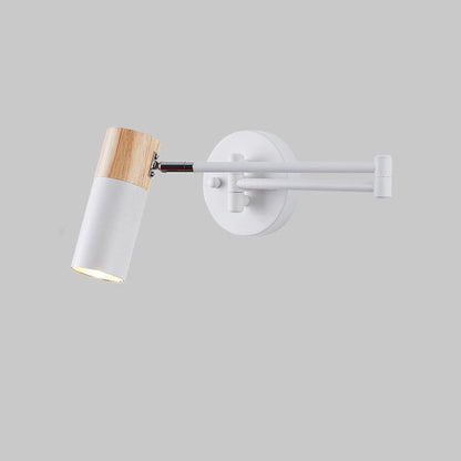 Extendable Solid Wood Rotatable 1-Light Wall Sconce Lamp