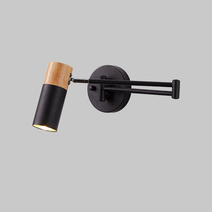 Extendable Solid Wood Rotatable 1-Light Wall Sconce Lamp