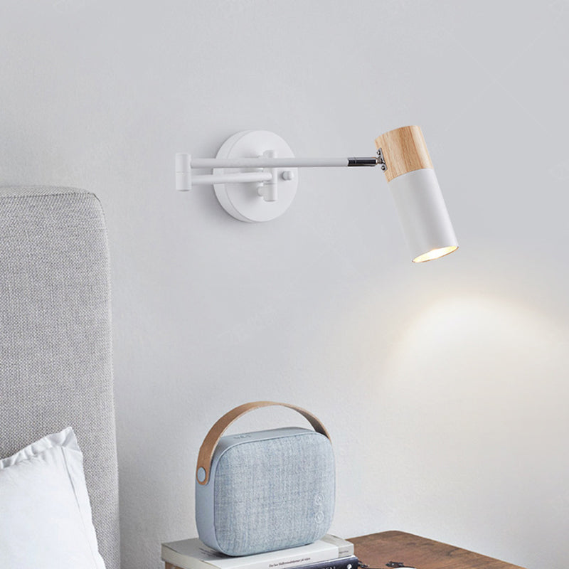 Extendable Solid Wood Rotatable 1-Light Wall Sconce Lamp
