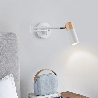 Extendable Solid Wood Rotatable 1-Light Wall Sconce Lamp