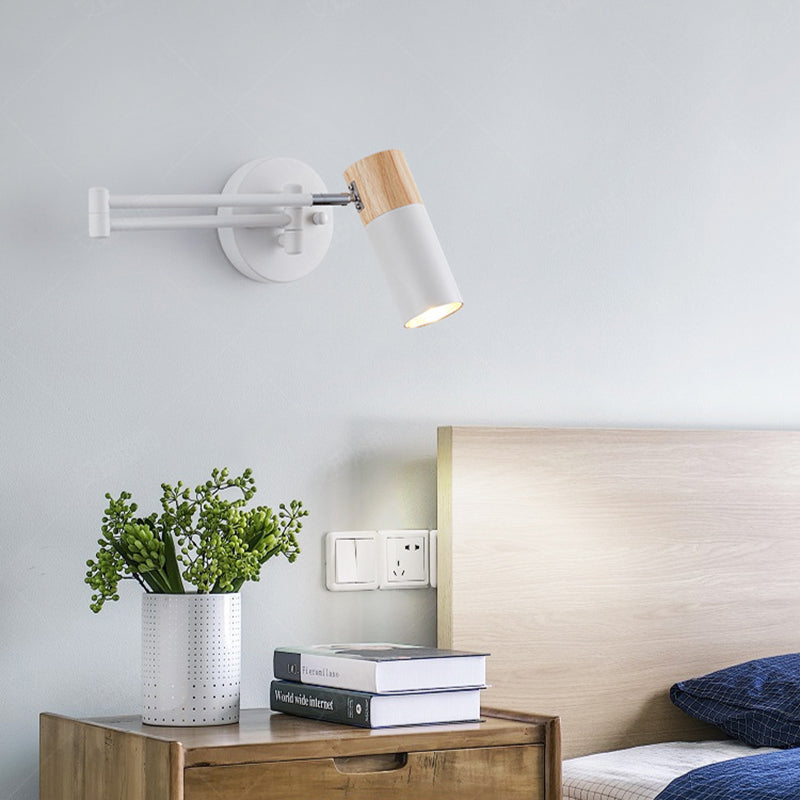 Extendable Solid Wood Rotatable 1-Light Wall Sconce Lamp