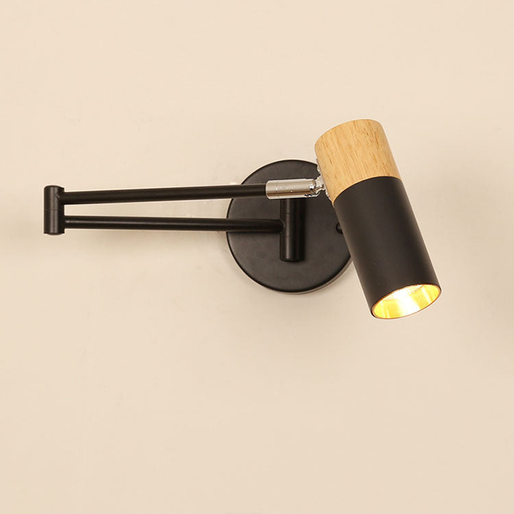 Extendable Solid Wood Rotatable 1-Light Wall Sconce Lamp