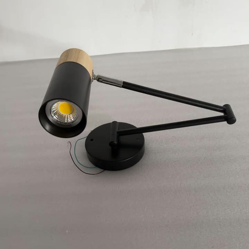 Extendable Solid Wood Rotatable 1-Light Wall Sconce Lamp