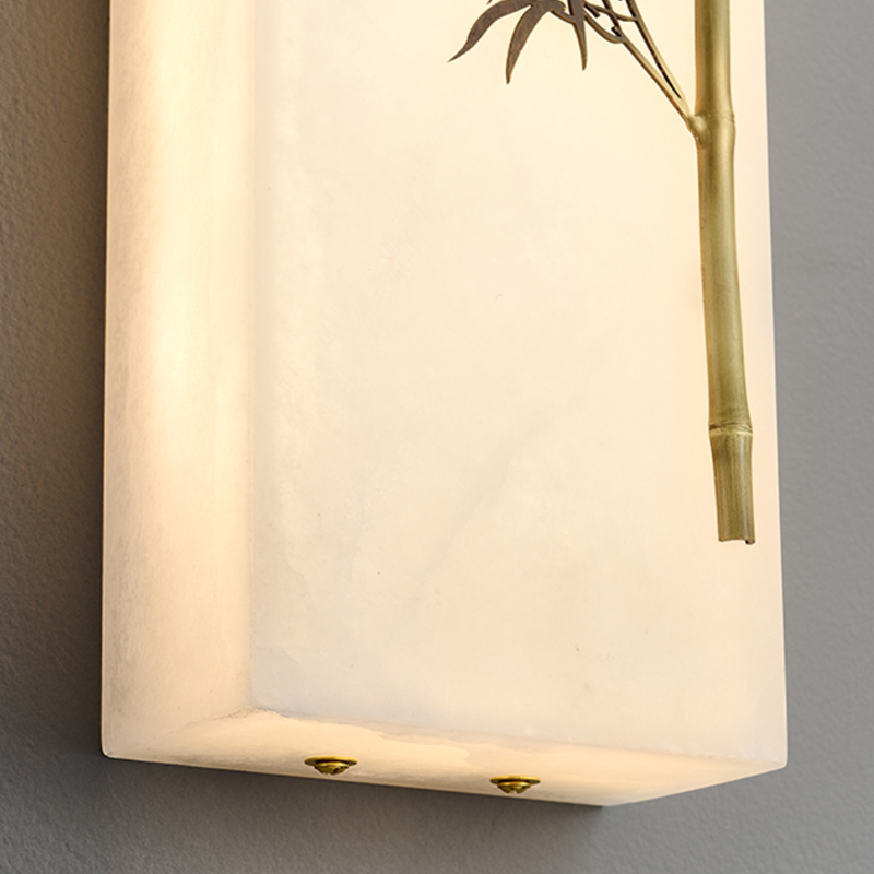 Chinese Rectangular Bamboo Pattern LED Wall Sconce Lamp