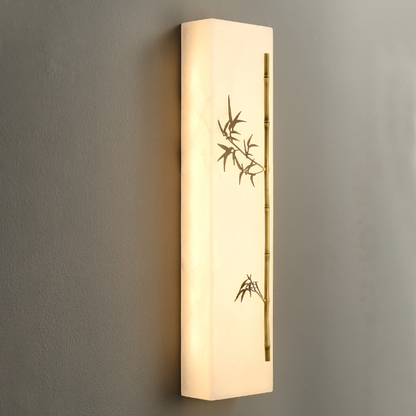 Chinese Rectangular Bamboo Pattern LED Wall Sconce Lamp