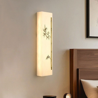 Chinese Rectangular Bamboo Pattern LED Wall Sconce Lamp