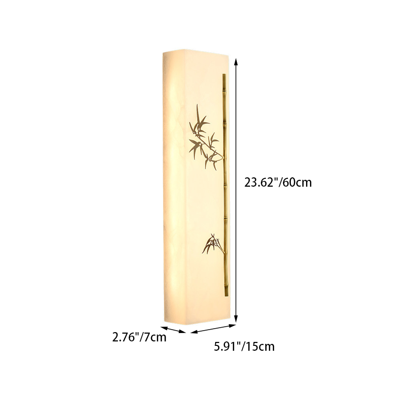 Chinese Rectangular Bamboo Pattern LED Wall Sconce Lamp