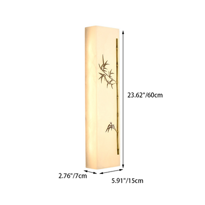 Chinese Rectangular Bamboo Pattern LED Wall Sconce Lamp
