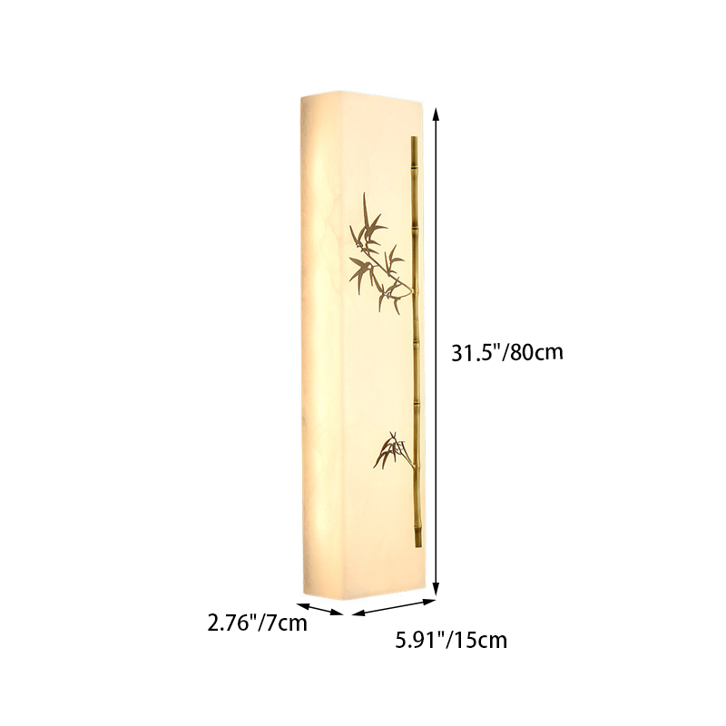 Chinese Rectangular Bamboo Pattern LED Wall Sconce Lamp