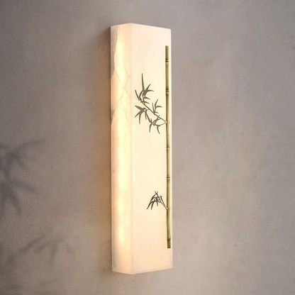 Chinese Rectangular Bamboo Pattern LED Wall Sconce Lamp